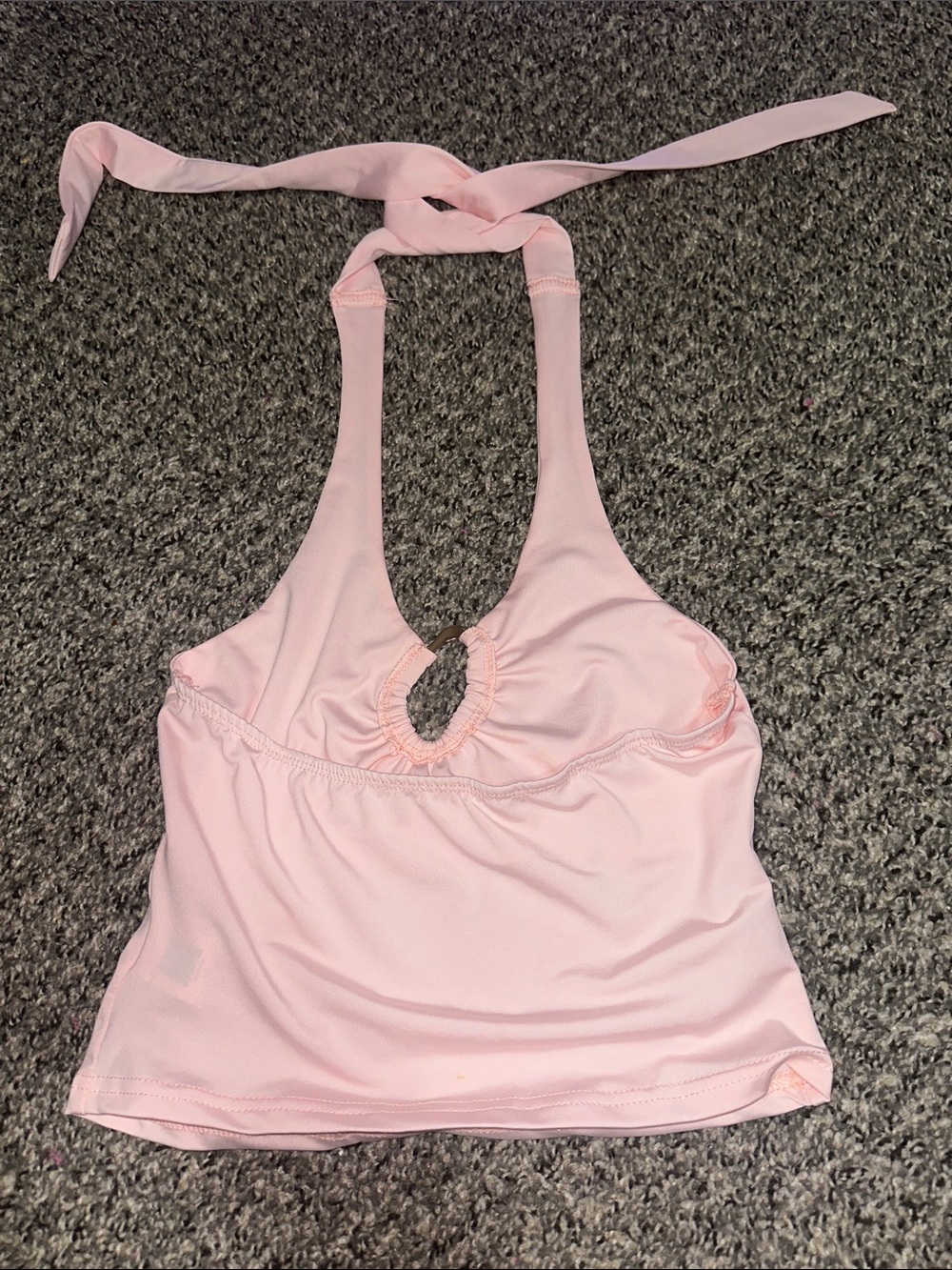 SHEIN Light Pink Halter Top with Front Ring Accent - Picture 3 of 4